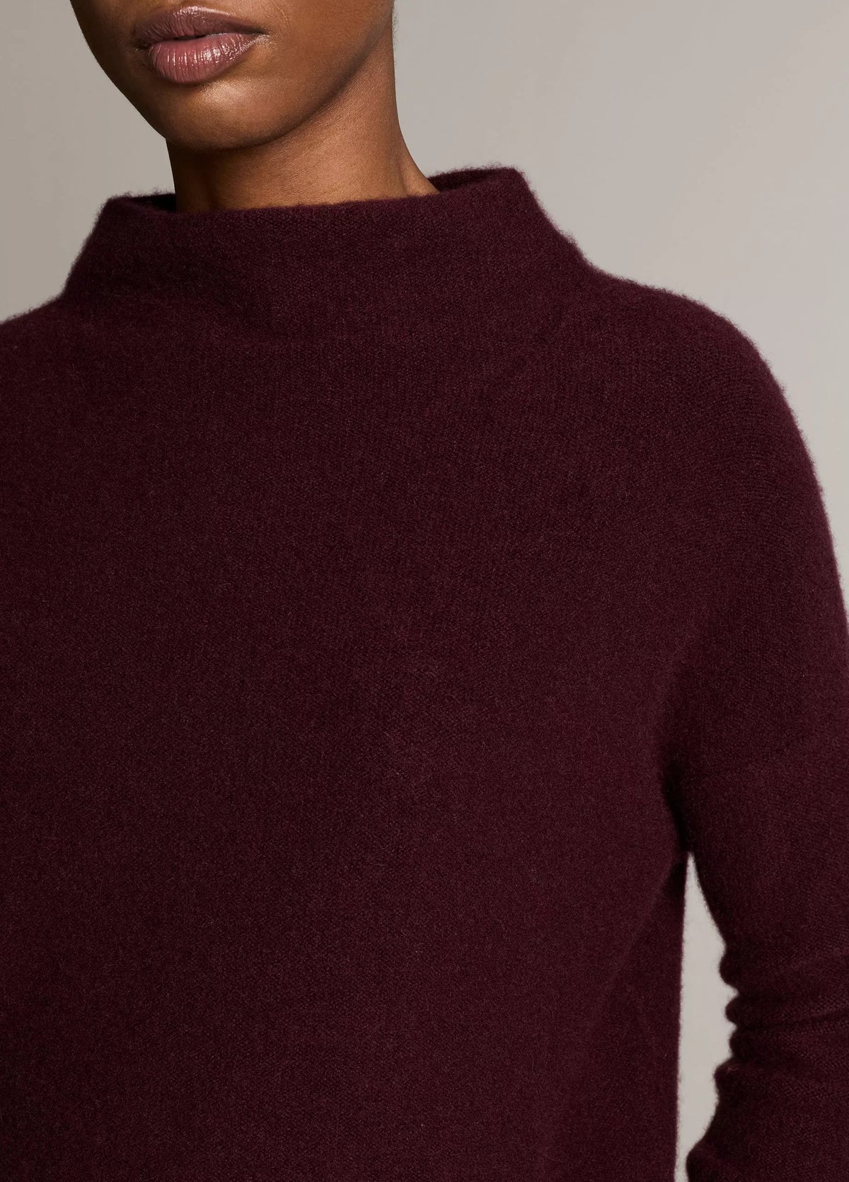 Plush Cashmere Funnel-Neck Sweater