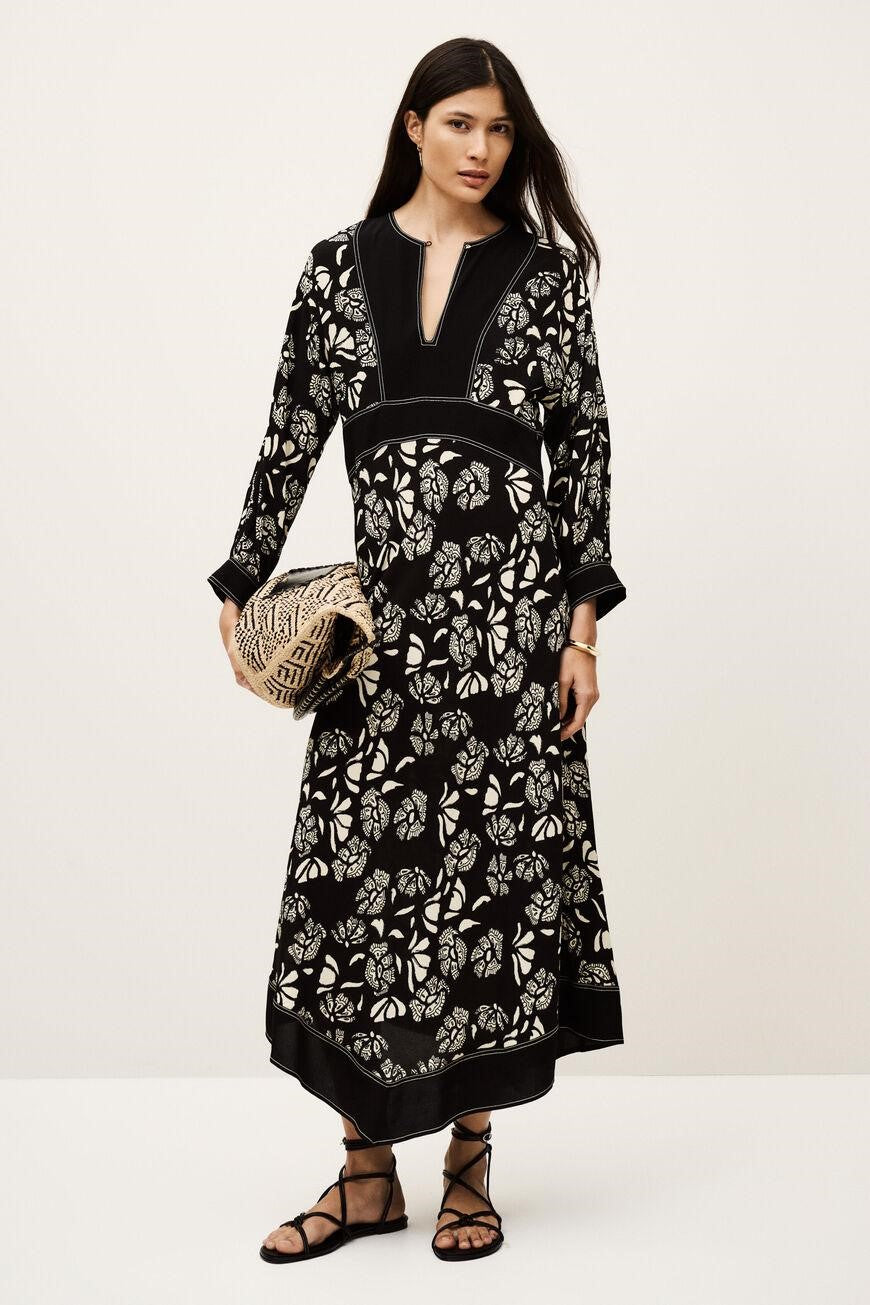 black floral lace maxi dress Floral-Lace Long Beaded Prom Dress