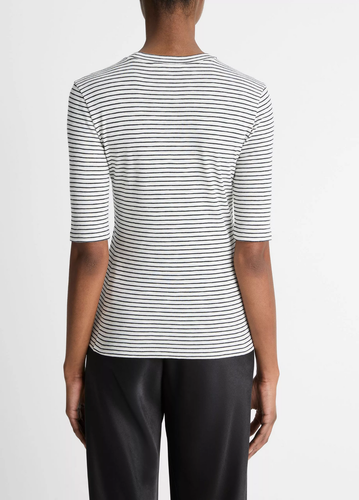 Striped Elbow Sleeve Crew