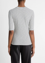 Load image into Gallery viewer, Striped Elbow Sleeve Crew