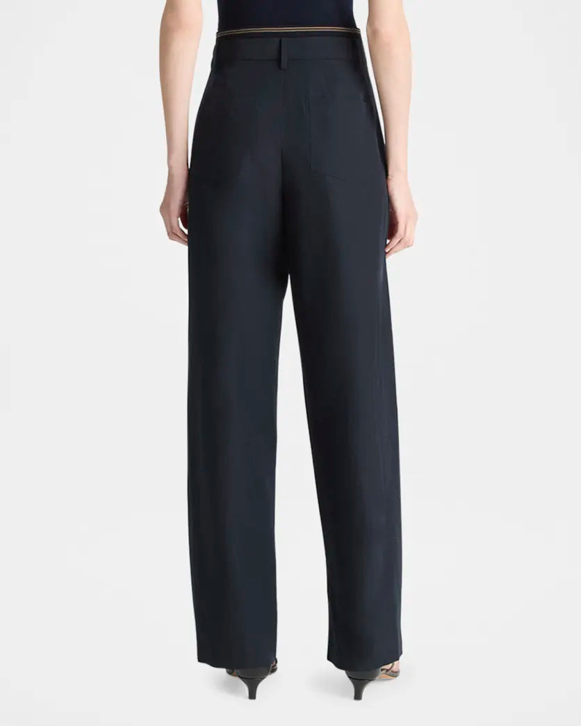 High Waist Rib Trim Trouser