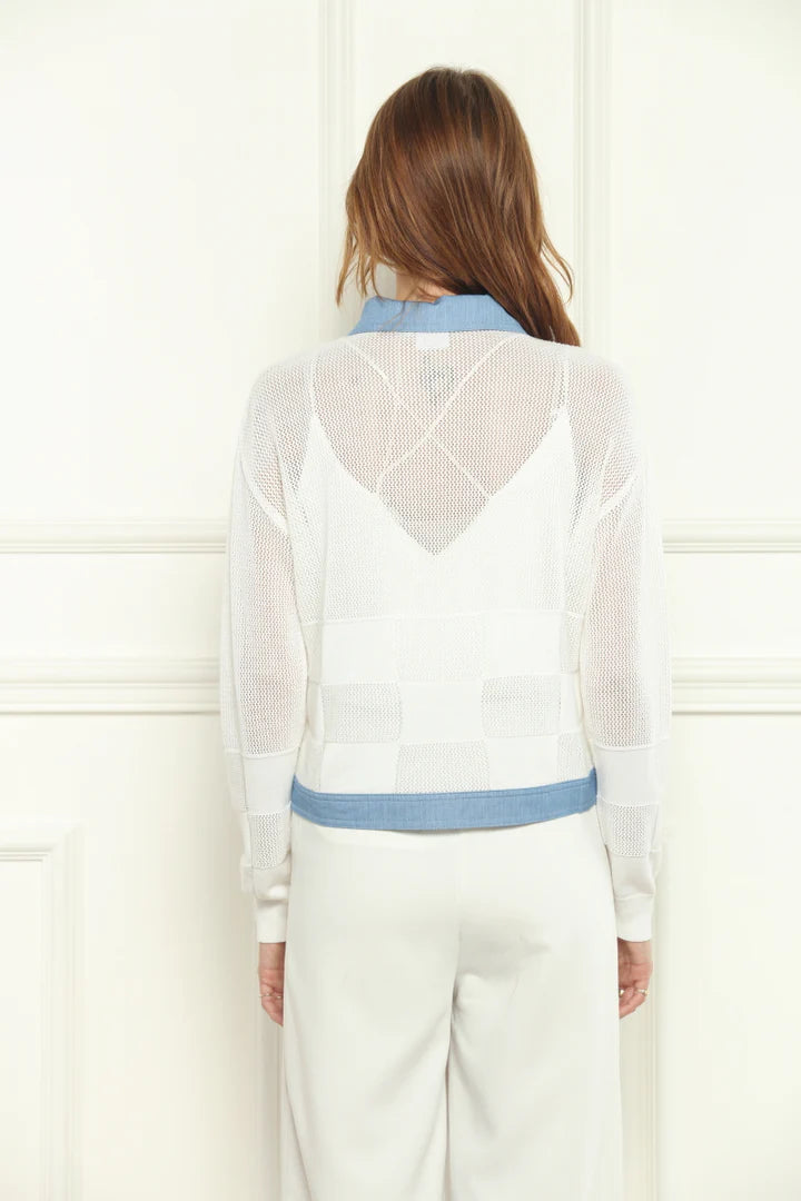 Denim Mesh Knit Jacket