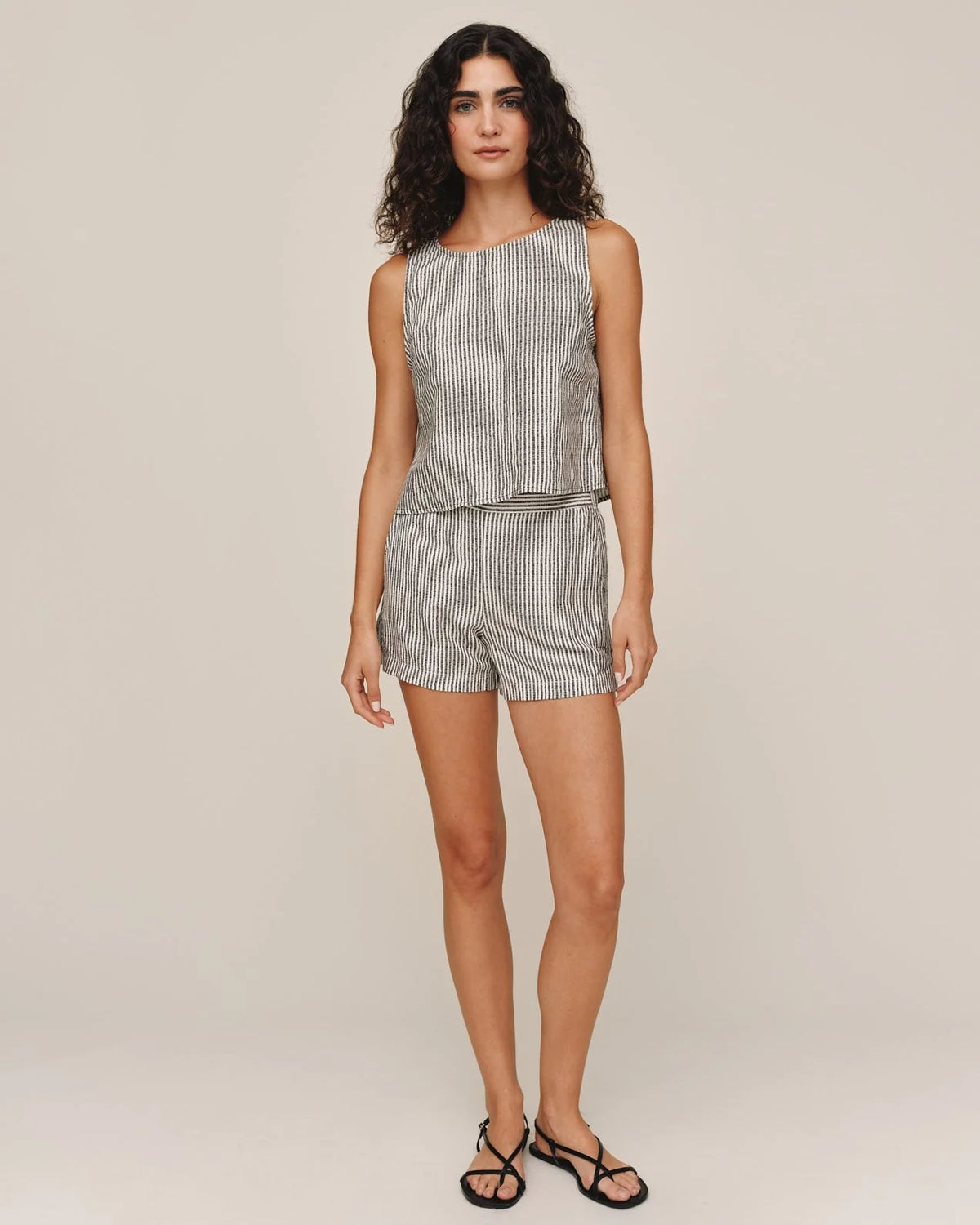 Sleeveless Boat Neck Split Back