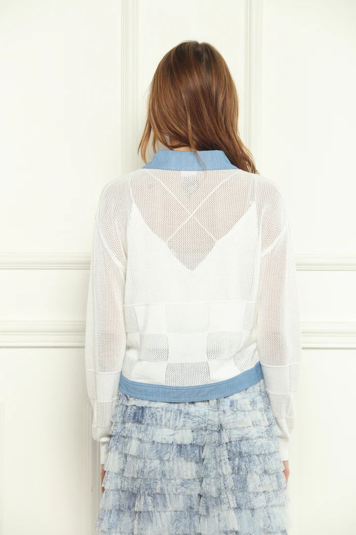 Denim Mesh Knit Jacket