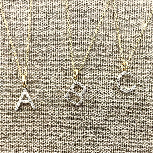 18" 14k Gold and Diamond Initial Necklace