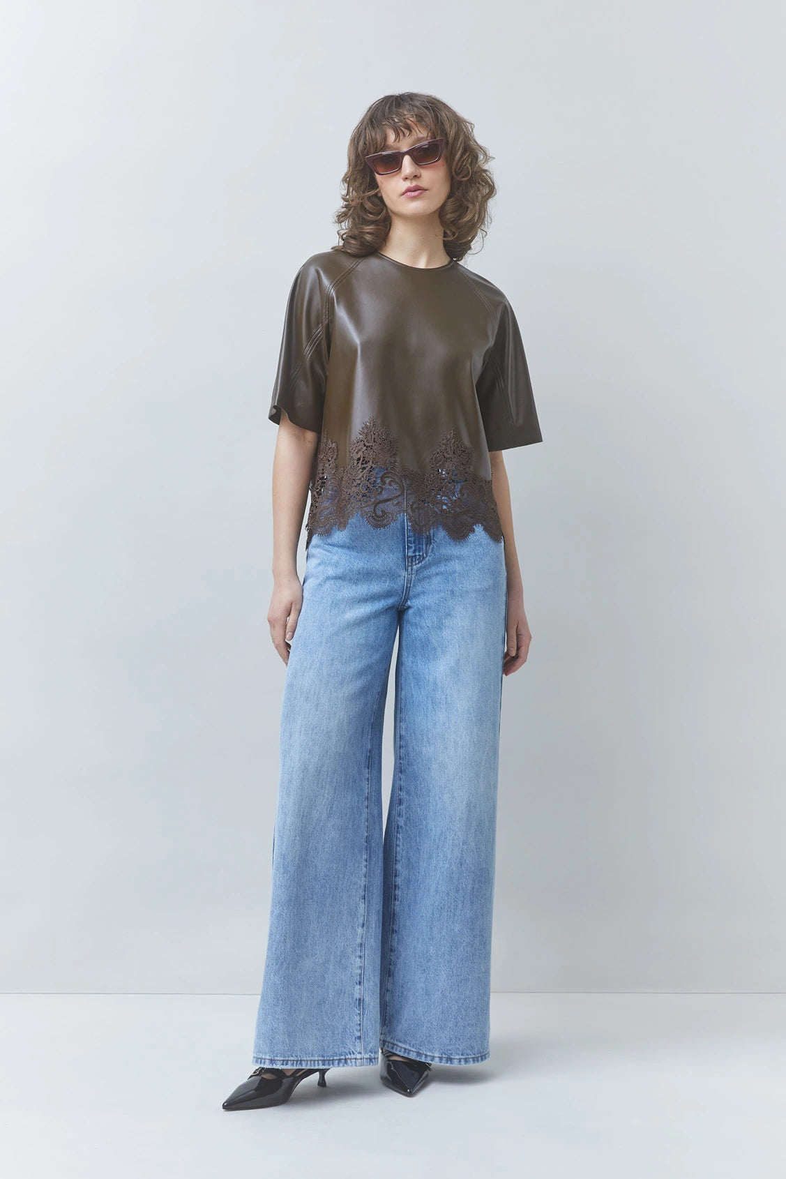 London Faux Leather Blouse