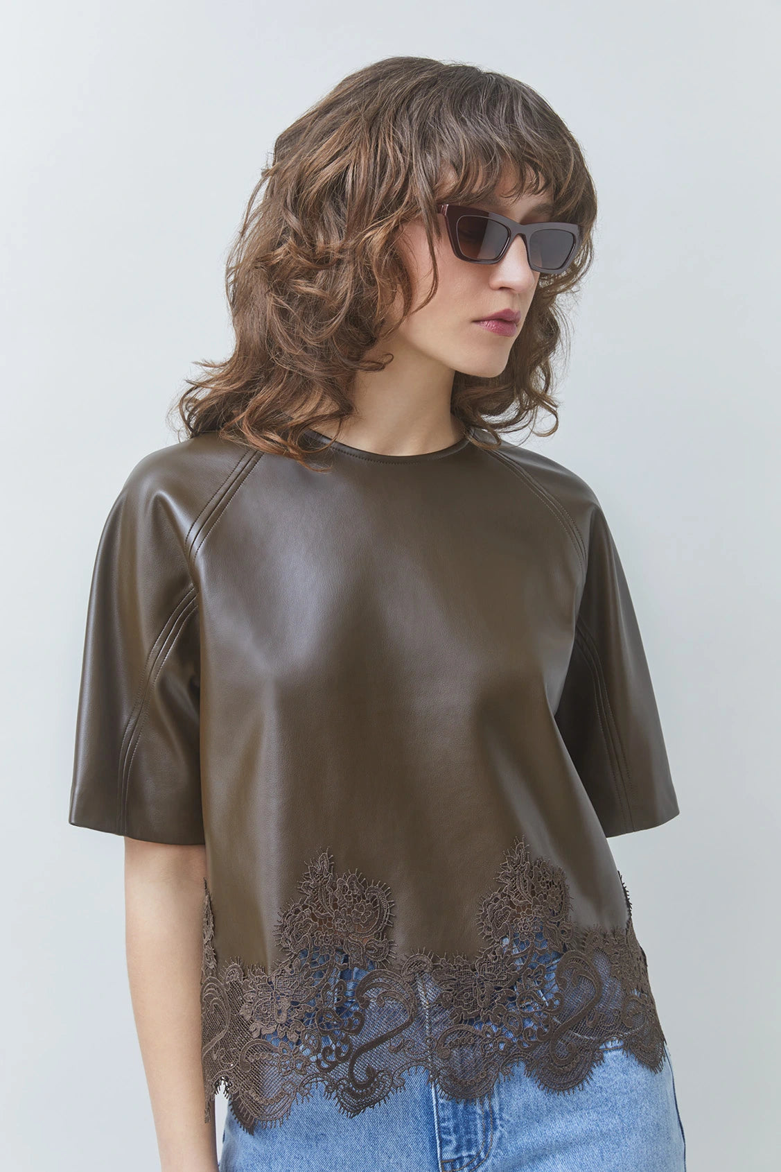 London Faux Leather Blouse