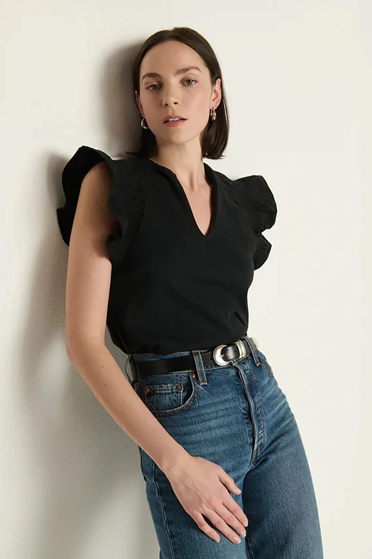 Christa Ruffle Sleeve Top