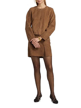 Load image into Gallery viewer, Collarless Cropped Suede Jacket
