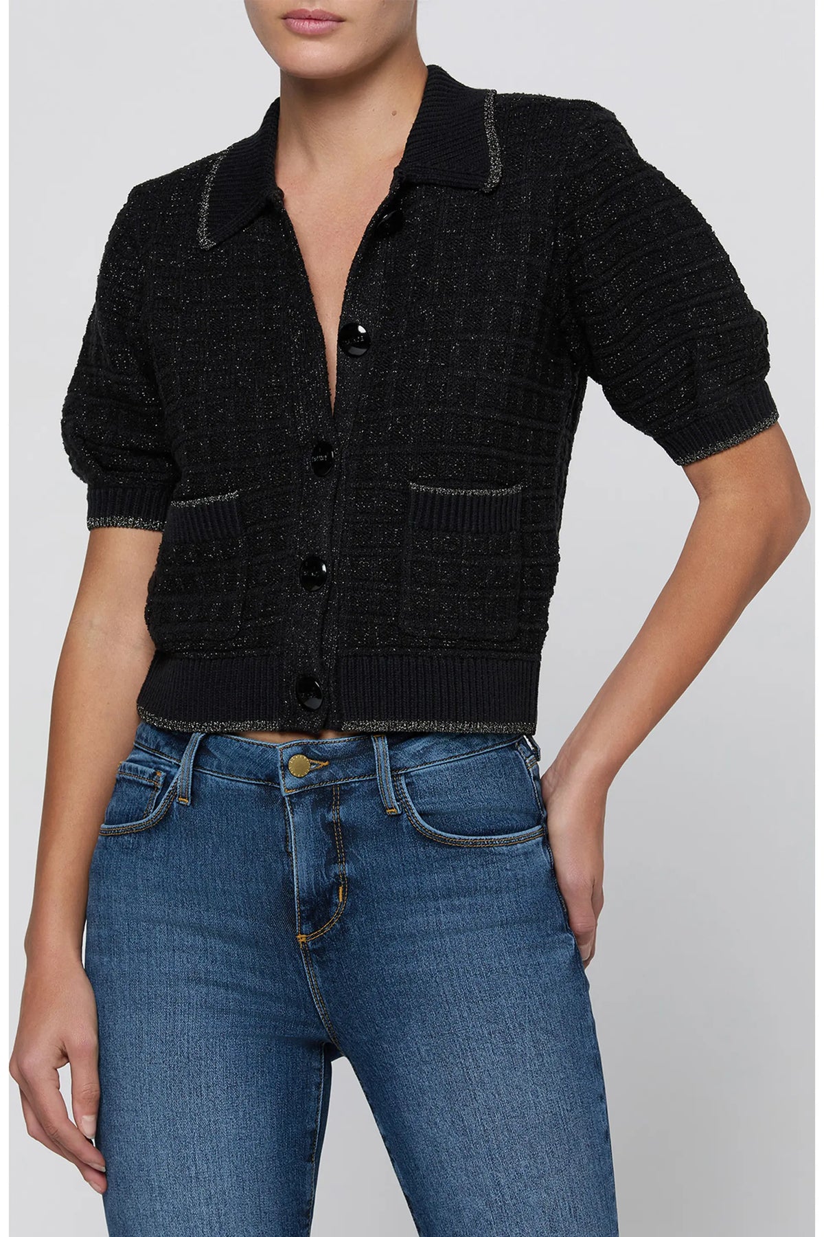 Novalie Waffle Stitch Short Sleeve Cardigan