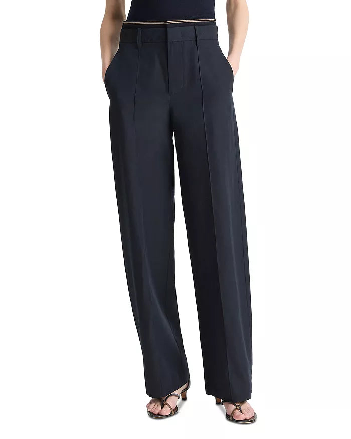 High Waist Rib Trim Trouser