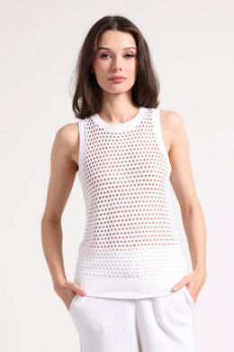 Cotton Cashmere Mesh Tank Top