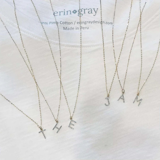 18" 14k Gold and Diamond Initial Necklace