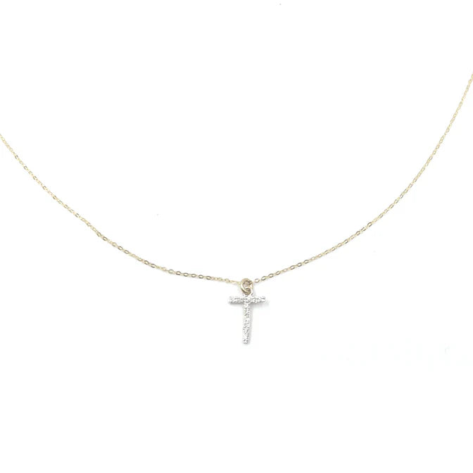 18" 14k Gold and Diamond Initial Necklace