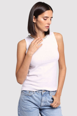 Cotton Cashmere Jewel Neck Tank