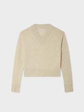 Load image into Gallery viewer, Cashmere Wide Rib Trim VNeck
