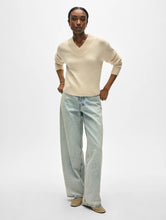 Load image into Gallery viewer, Cashmere Wide Rib Trim VNeck
