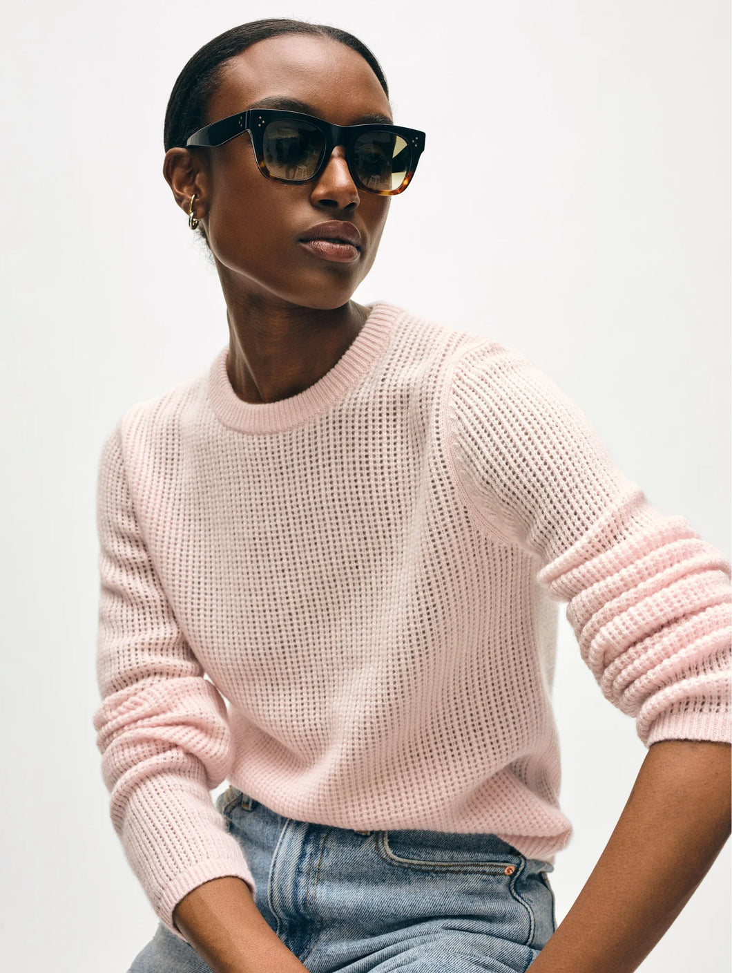 Cashmere Waffle Mesh Crew