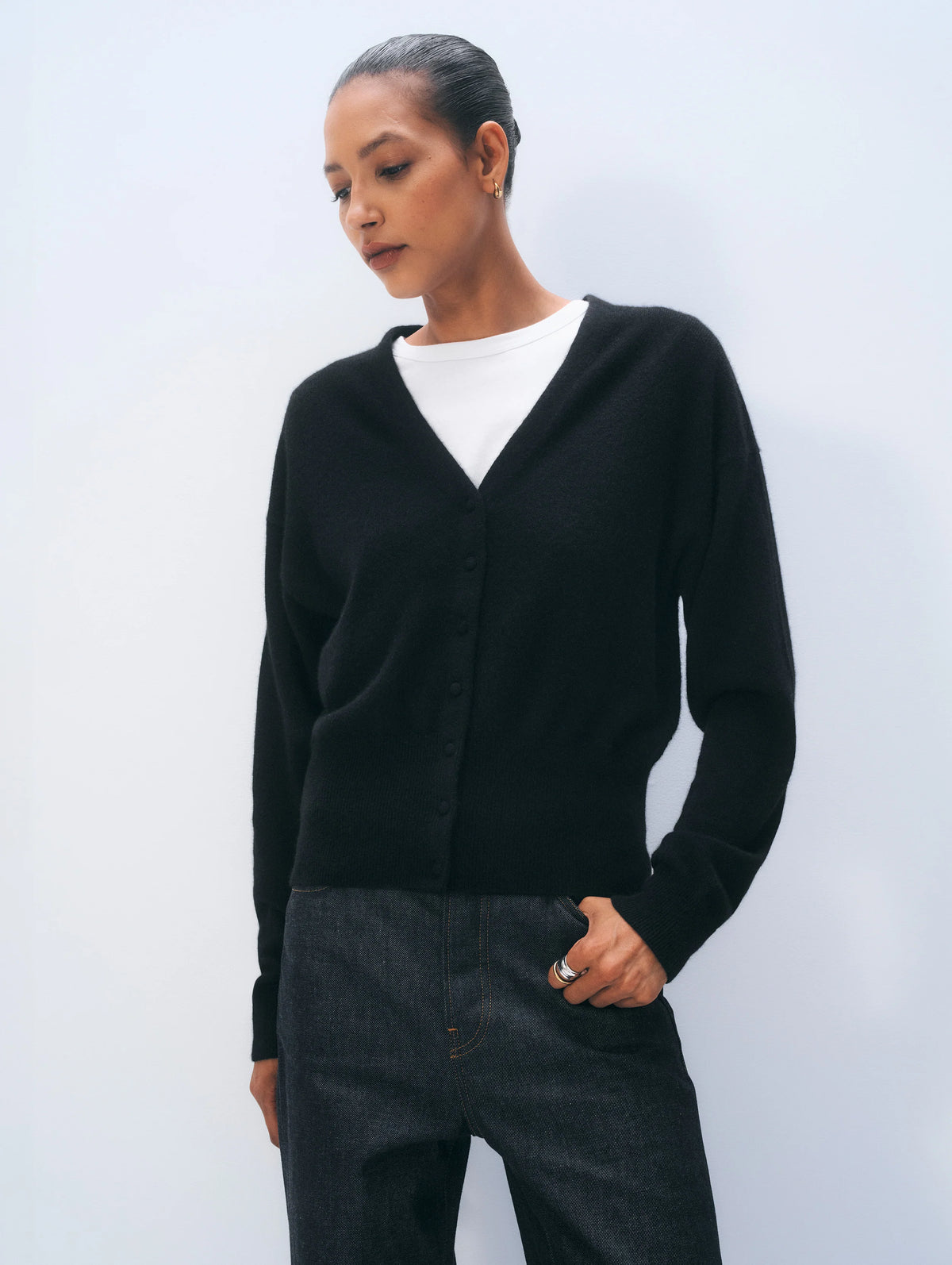 Cashmere Deep V Cardigan