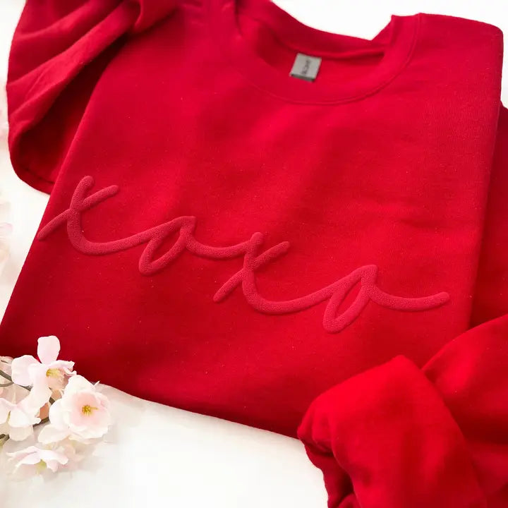 Women's Valentines Day Embossed Xoxo Crewneck