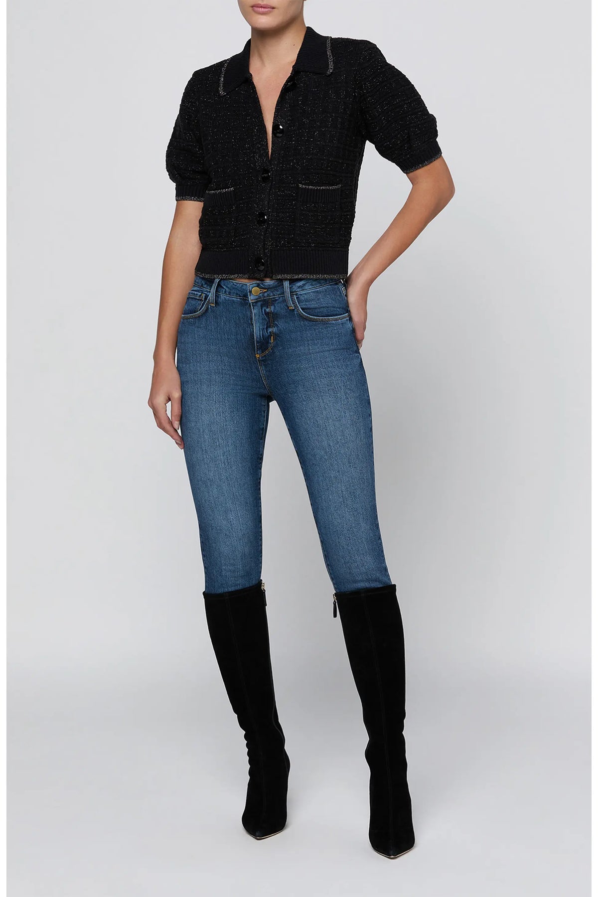 Novalie Waffle Stitch Short Sleeve Cardigan