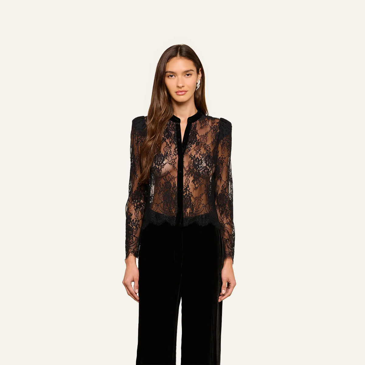 Dorthea Velvet Lace Blouse