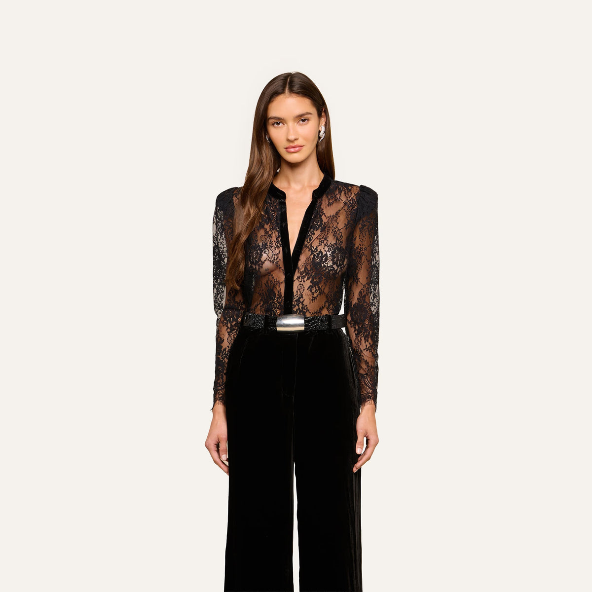 Dorthea Velvet Lace Blouse