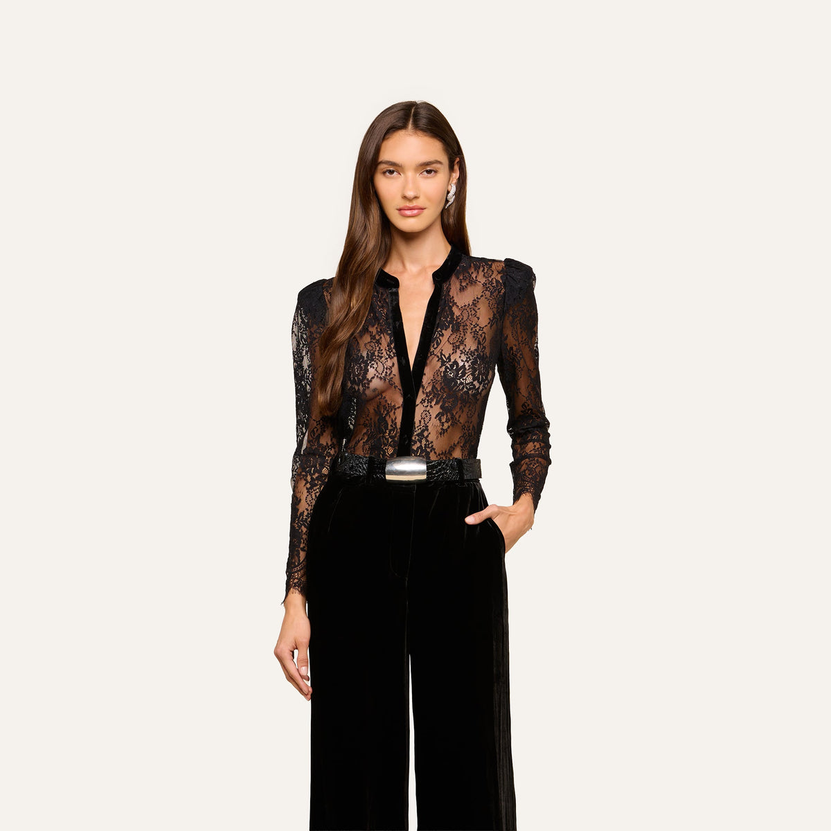 Dorthea Velvet Lace Blouse