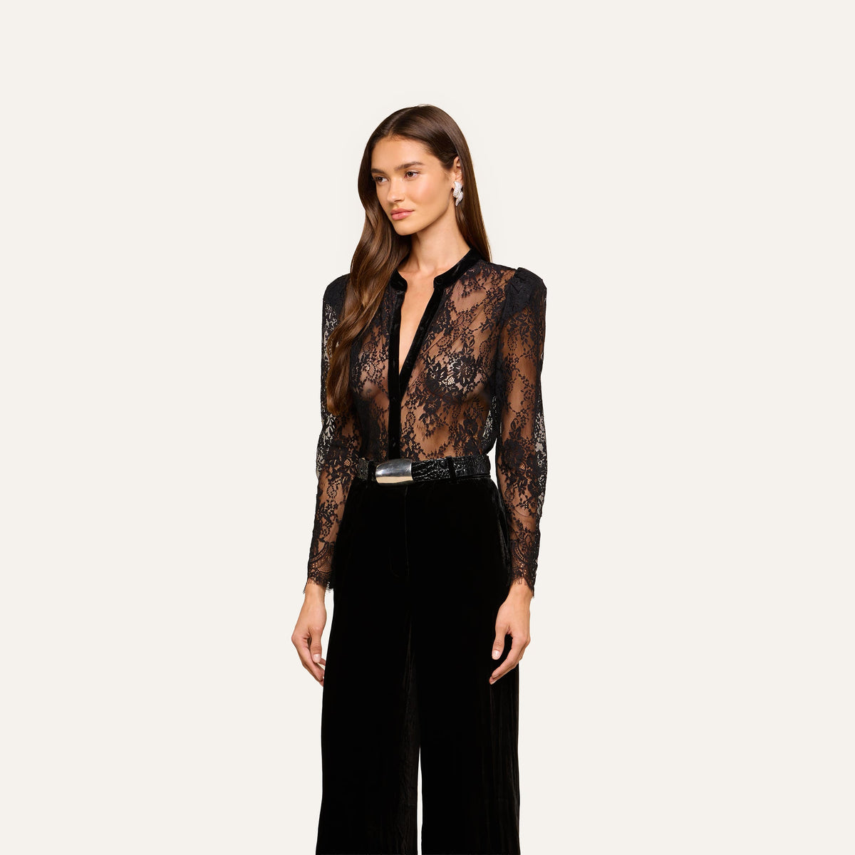 Dorthea Velvet Lace Blouse