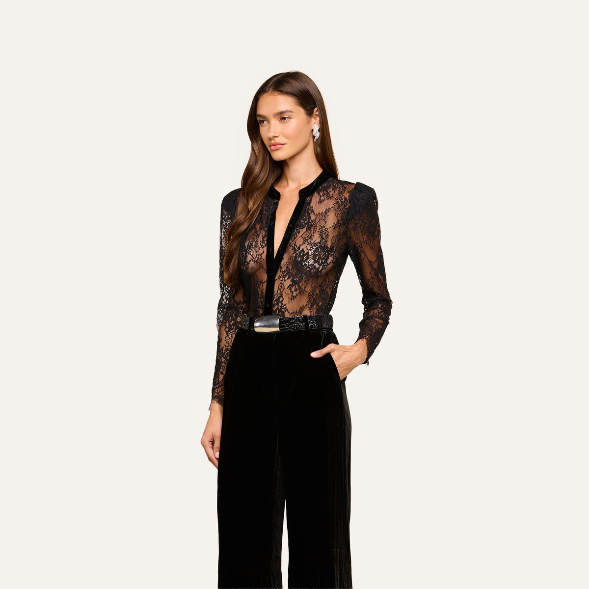 Dorthea Velvet Lace Blouse