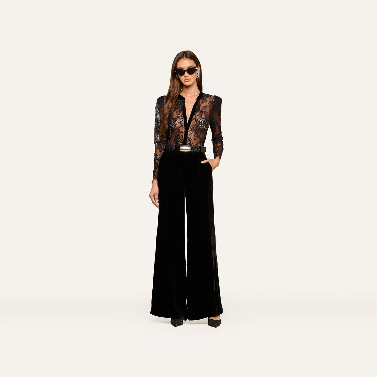 Dorthea Velvet Lace Blouse