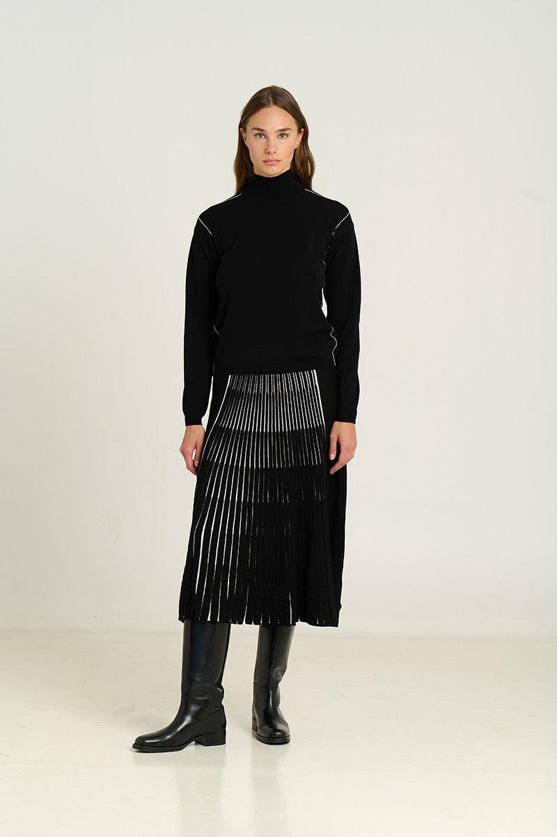 Midi radial knit skirt