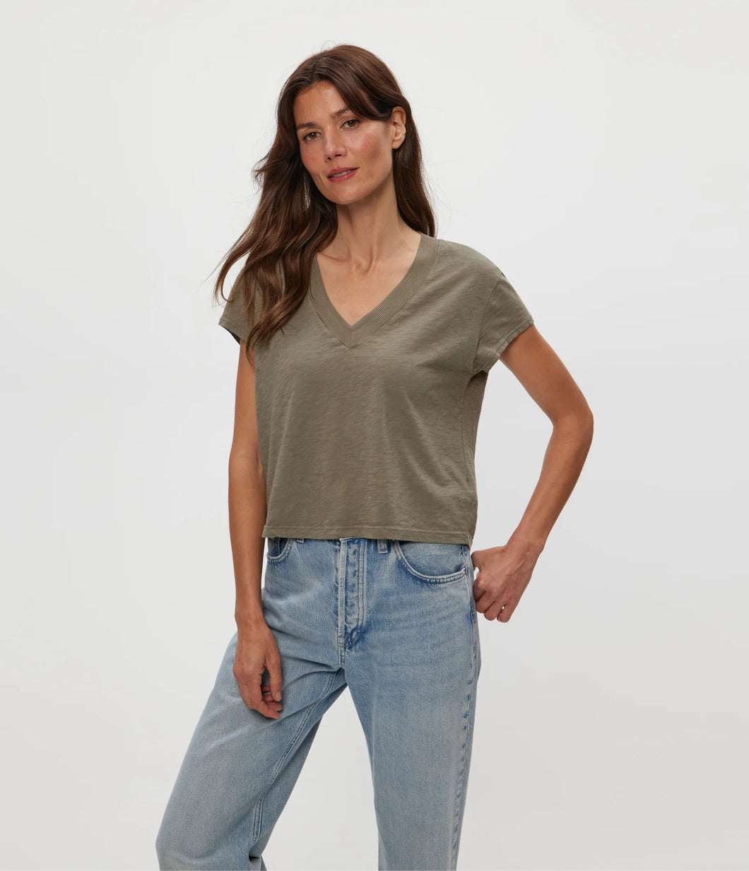 Harlan Cropped V-Neck Tee