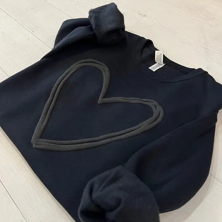 Embossed Heart Valentines Day Puff Sweatshirt