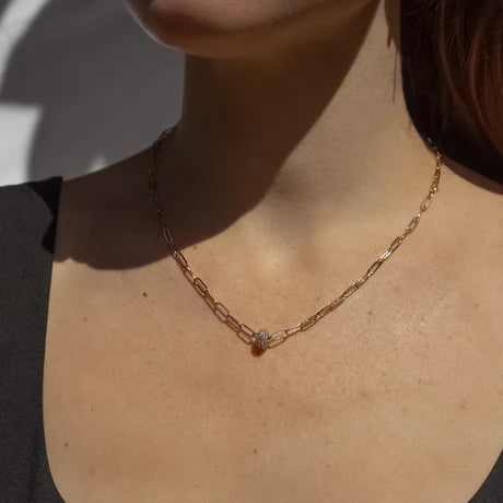 Astra Pavé Paperclip Necklace