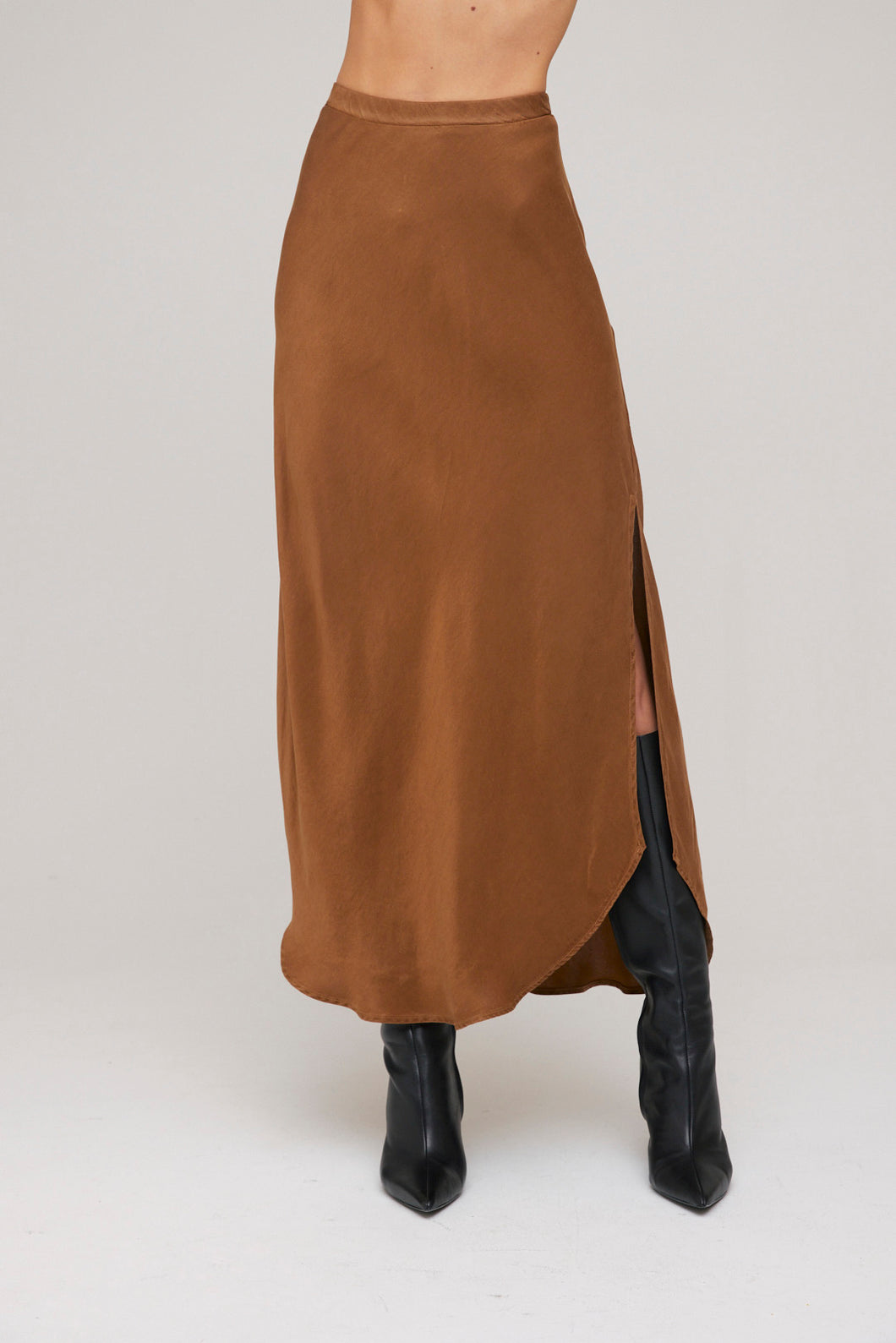 Asymmetric Side Slit Bias Skirt