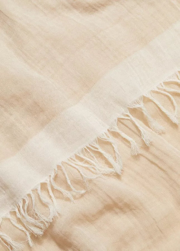 Border-Stripe Cotton Scarf