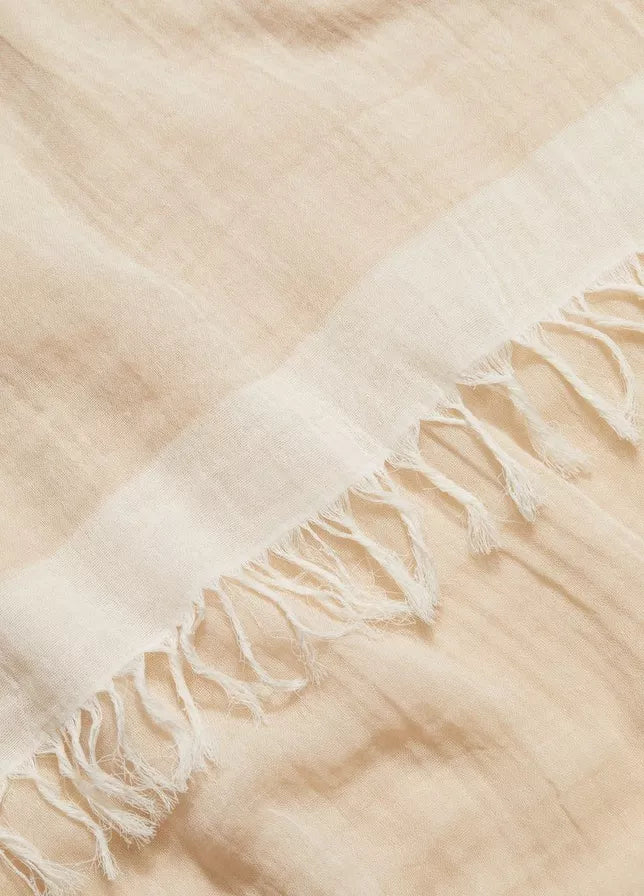 Border-Stripe Cotton Scarf