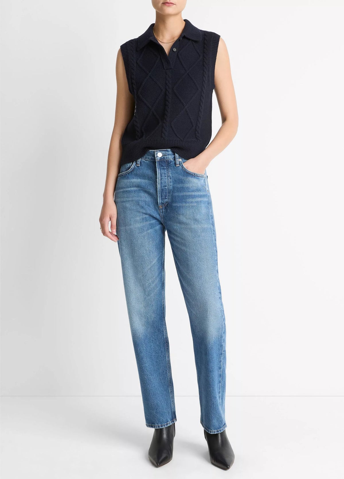 Cable-Knit Wool & Cotton-Blend Sweater Vest