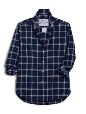Relaxed Button Up Navy White Plaid