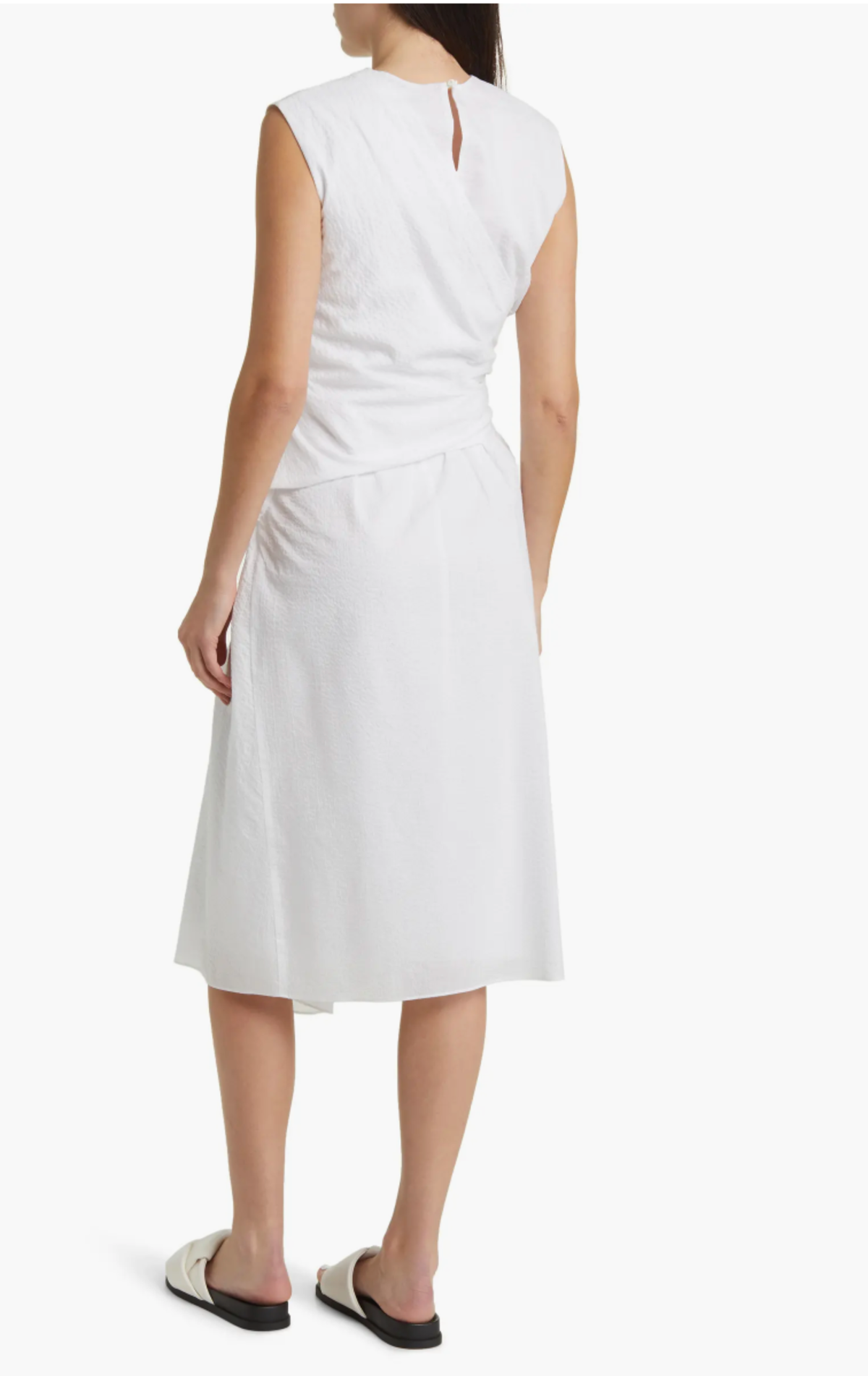 Ruched Sleeveless Midi Dress