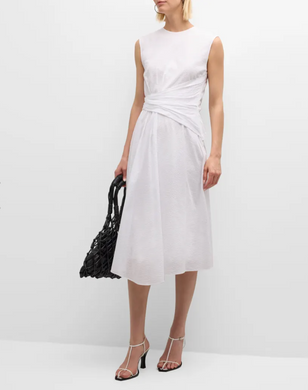 Ruched Sleeveless Midi Dress