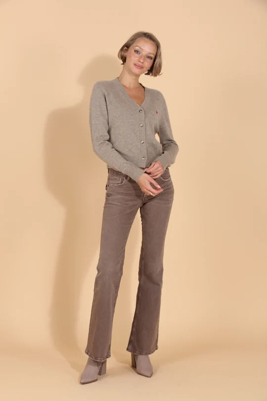 Cashmere Wool Blend V Neck Cardigan