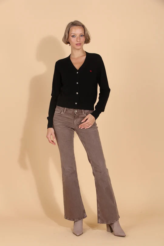 Cashmere Wool Blend V Neck Cardigan
