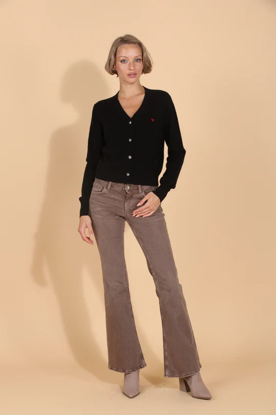 Cashmere Wool Blend V Neck Cardigan