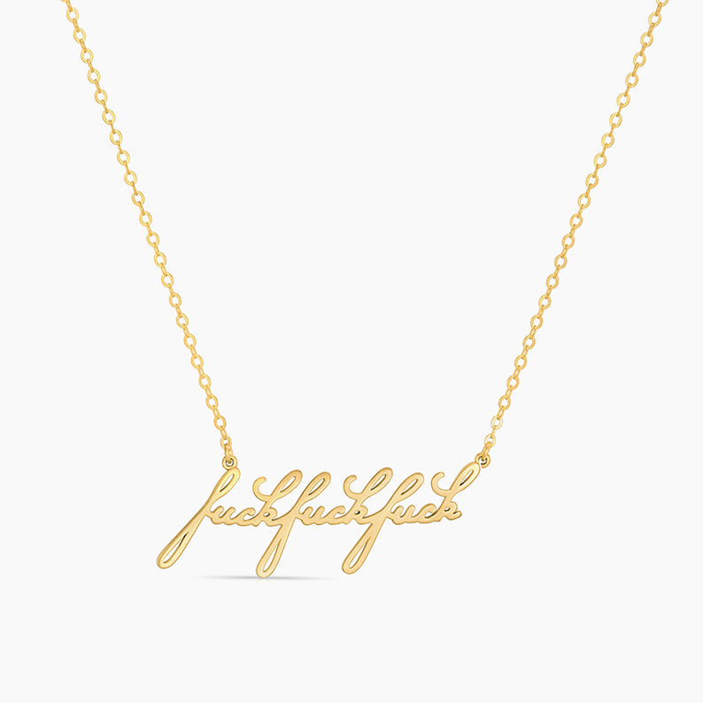 F** Script Necklace