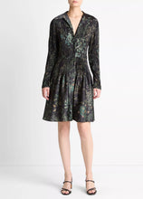 Load image into Gallery viewer, Grape Vine Crushed Satin Shirt Dress
