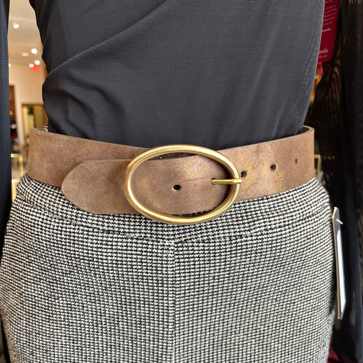 Shimmer Chocolate Gold Oval Belt