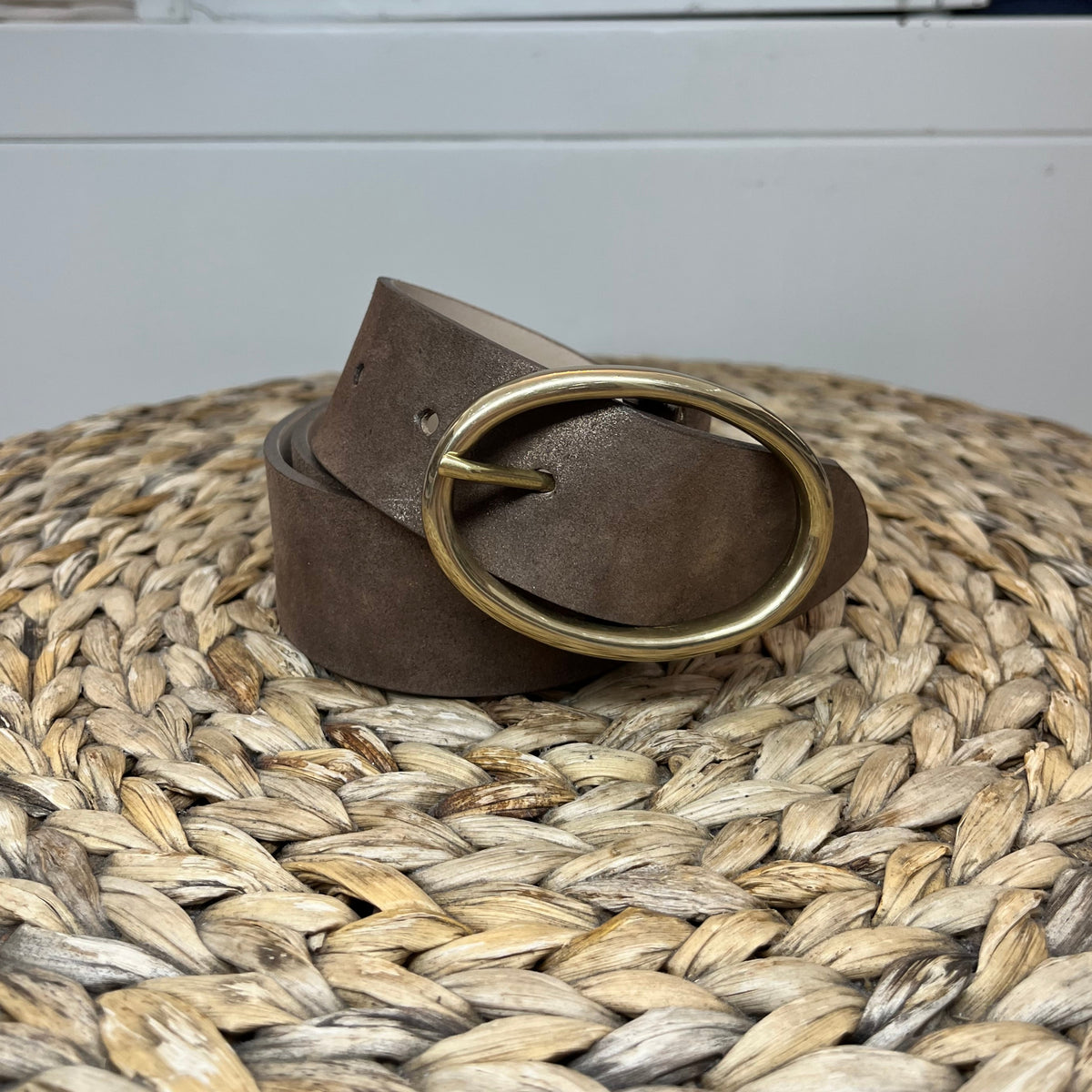 Shimmer Chocolate Gold Oval Belt