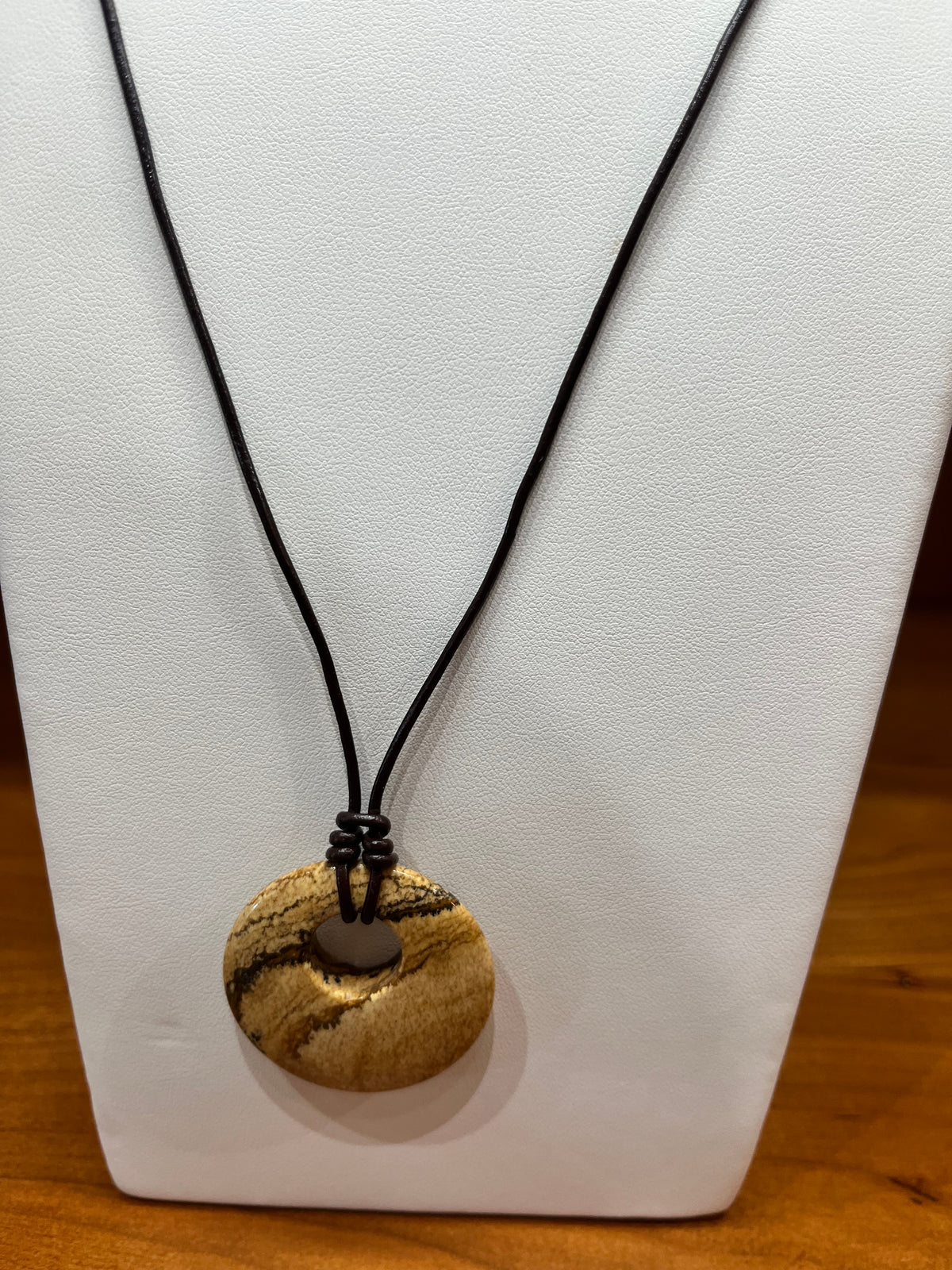 Gemstone Leather Necklace
